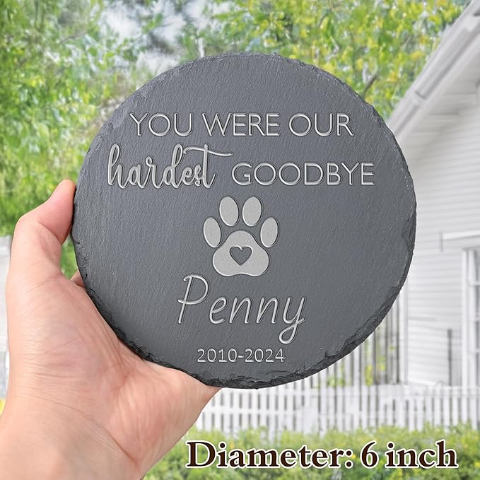 Pet Memorial Gift, Pet Memorial Stone, Sympathy Gift, Personalized Pet Memorial, Memorial Gift, Dog Memorial, Cat Memorial, Memorial Stone - You were Our Hardest Goodbye