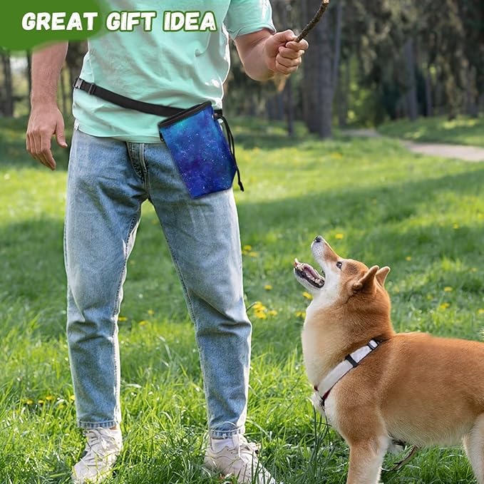Galaxy Pet Treat Pouch Multiwear Puppy Training Pouch Treat Pouches for Pet Training, Dog Trainer Essentials Supplies Reward Pouch with Waist Belt Shoulder Strap