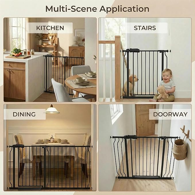 Baby Gates Extra Wide 48-53 Inch Large Baby Gate for Stairs Tension Pet Dog Gates Indoor for Doorways No Drilling Pressure Mounted Pet Gates for Kids