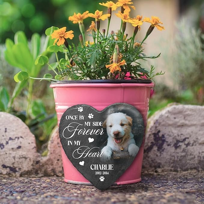 Custom Pet Memorial Stone with Photo | Personalized Plaque for Furry Friend Loss | in Loving Memory Pet Loss Remembrance Gift | Condolence Stone for Dog Lovers