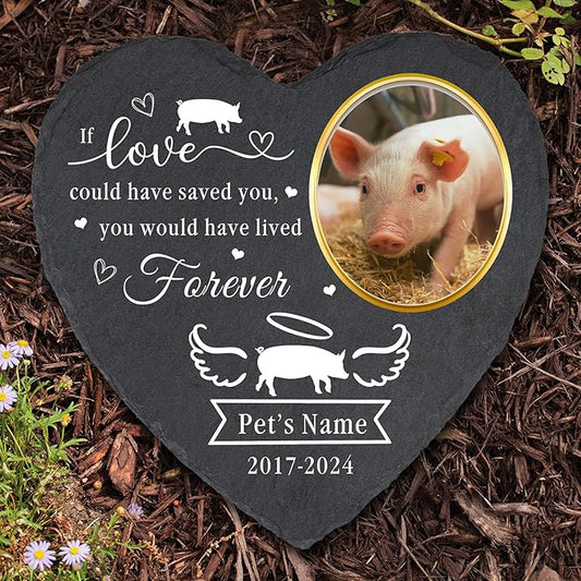 Personalized Pet Pig Memorial Stones with Photo, Pet Memorial Gifts for Pig, Pet Garden Stone Grave Marker for Pig, Pig Headstone, Pet Sympathy Gifts for Loss of Pig, Pig Remembrance Gifts
