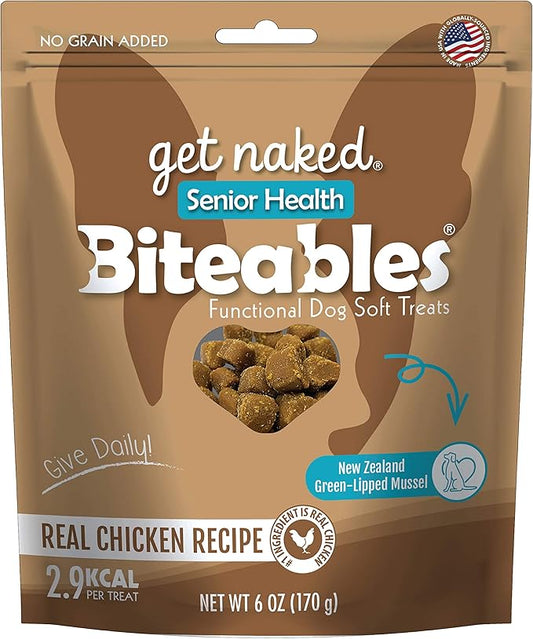 Get Naked Biteables Senior Health Soft Dog Treats, Real Chicken Treat for Toothless Dogs, 6oz 1 Pouch