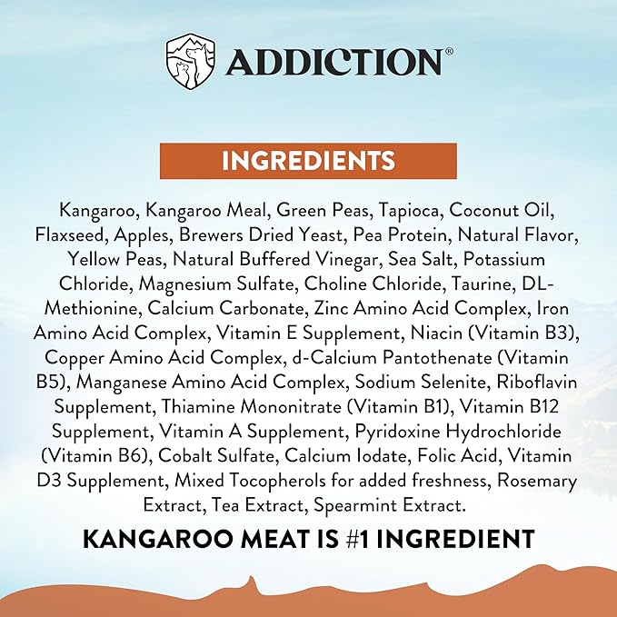 Addiction Wild Kangaroo & Apples Dry Dog Food - Limited Ingredient, Novel Protein for Dogs with Allergies, Grain-Free - Support Muscle Development & Manage Weight - Made in New Zealand 4lb