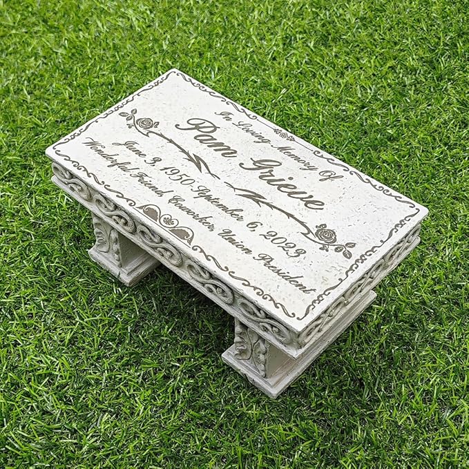 Personalized Bench Memorial Stones for Pet, Laser Engrave Pet Grave Markers Dog Headstone Cat Tombstone Outdoor Memorial Garden Stones Loss of Pet Memorial Sympathy Gifts
