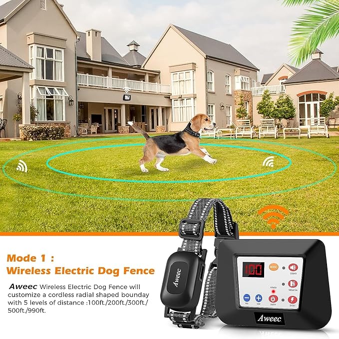 Wireless Dog Fence,Wireless Fence & Dog Training Dog 2-in-1,Electric Dog Collar Fence Wireless,Suitable of Dogs