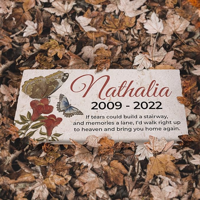 Personalized Pet Memorial Stone, 6x12 Custom Limestone Pet Grave Markers as Keepsake or Pet Remembrance, Thoughtful Pet Loss Gifts for Bereaved Pet Owners, Personalized Memorial Gifts (Nathalia)