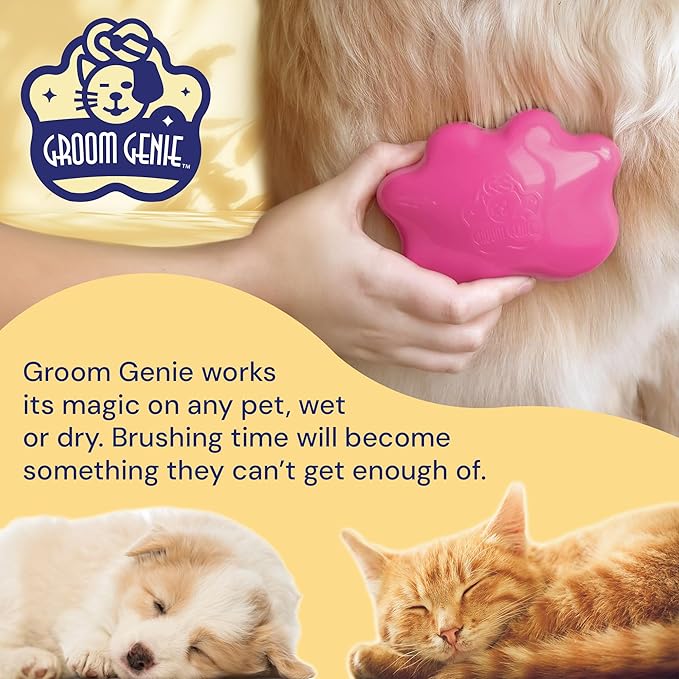 Small 4" Dog Pet Hair Massaging Brush Grooming Tool for Cats Dogs Long or Short Hair Raspberry Pink