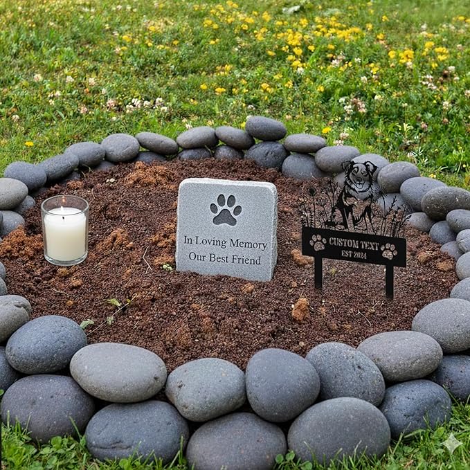 Custom Dog Grave Markers Outdoor, Personalized Pet Grave Marker Stake Dog Memorial, Outdoor Weatherproof Pet Cemetery Sign, Personalized Dog Memorial Gifts for Loss of Dog