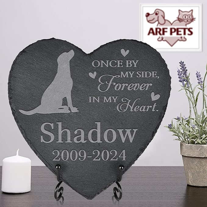 Personalized Pet Memorial, Dog Memorial Stone, Memorial Gifts for Dog, Dog Tombstone, Dog Grave Marker, Dog Loss - Heart-Shaped