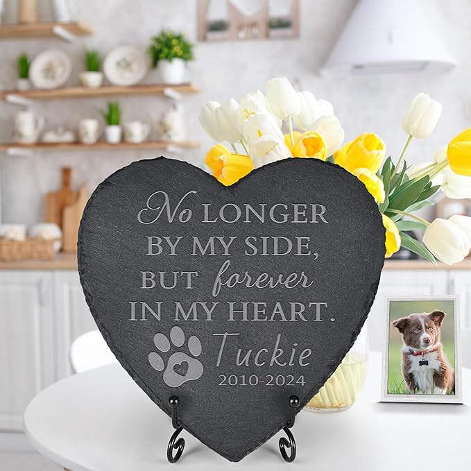 Pet Memorial Gifts, Pet Memorial Stone, Dog Memorial Gifts for Loss of Dog, Pet Remembrance Gift, In Memory of Dog Cat, Loss of Pet Sympathy Gift, Pet Loss Gifts - Forever in My Heart(Heart-shaped)