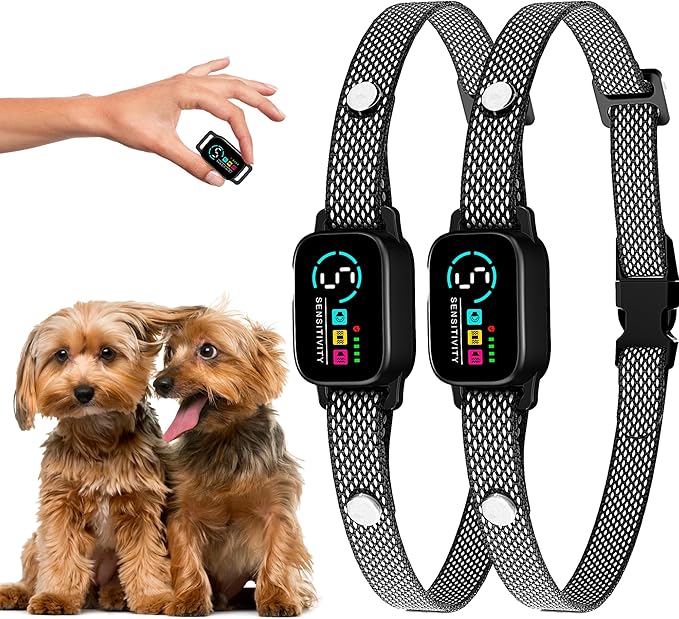 2 Pack Bark Collar for Small Dogs 8-40 lbs - 3 Modes & 5 Sensitivity Levels - Waterproof, Rechargeable, Magnetic Charging - Humane, Effective Training (Black)