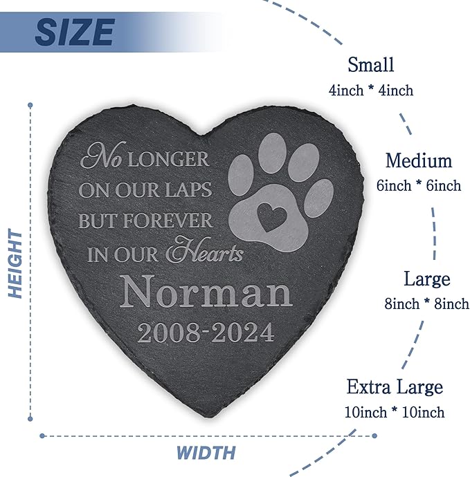 Pet Memorial Gifts, Pet Memorial Stone, Dog Memorial Gifts for Loss of Dog, Pet Remembrance Gift, In Memory of Dog Cat, Loss of Pet Sympathy Gift, Pet Loss Gifts - In Our Hearts Forever(Heart-shaped)
