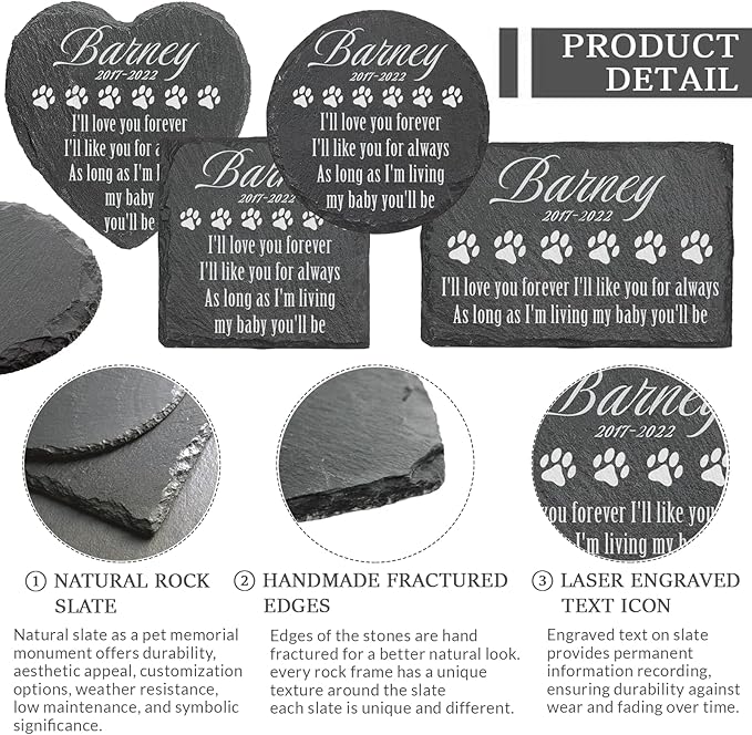 ubjva Dog Memorial Stone Dog Memorial Gifts for Loss of Dog Pet Garden Stone for Indoor Outdoor Lawn Backyard Cemetery Decorations - Style8(Laser Engraving)