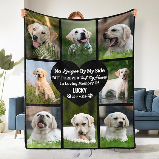 Bemaystar Pet Memorial Gifts for Dogs - Ships Next Day Custom Dog Blanket with Photo & Name Dog Memorial Gifts for Loss of Sympathy Gift Dog Cat Passing Away Remembrance Souvenir(8 Photos)