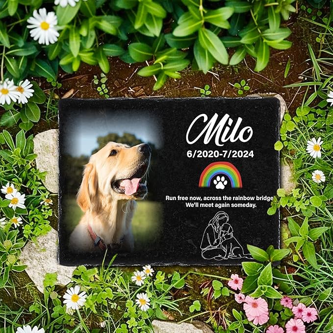 Custom Dog Memorial Stones Personalized Dog Gifts | Pet Memory Thoughtful Gifts for 4-Legged Companion Passed Away | Best Remembrance Gift for Pets Loss | Pet Stones Memorial Dogs with Photo