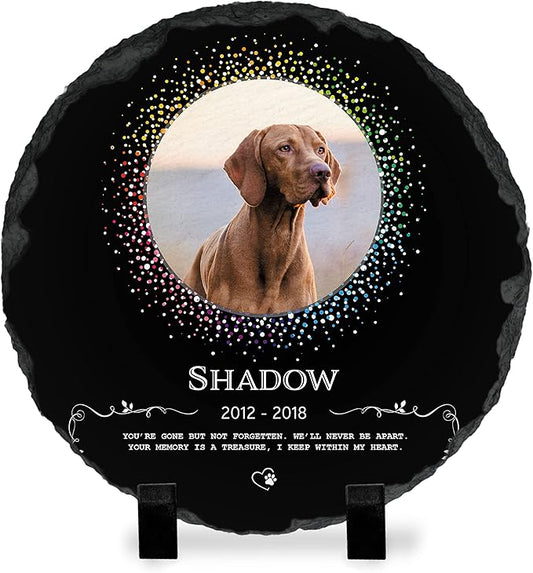 Pet Memorial Stone with Photo - 12" Round - 6 Designs - Pet Grave Marker - Pet Headstone | Dog Memorial Stone - Garden Memorial Stones - Personalized Memorial | Waterproof - Outdoor & Indoor #6