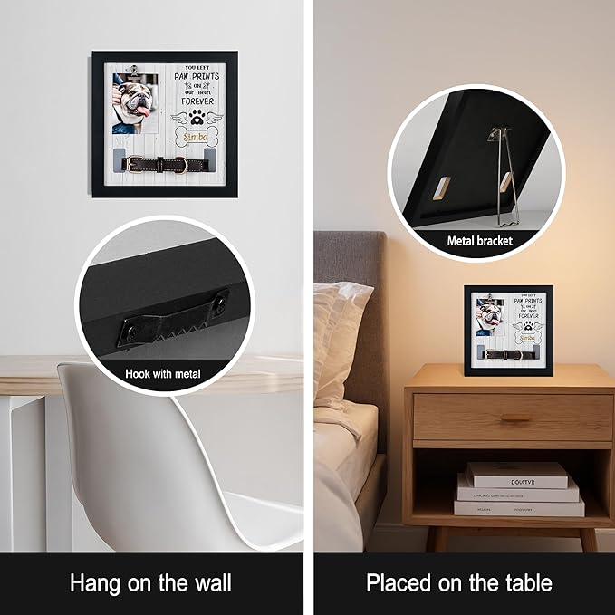 Classic Dog Memorial Collage Picture Frame with Collar Holder, White