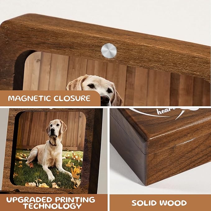 iDIY Personalized Dog Memorial Gifts for Loss of Dog - Pet Memorial Gifts for Dogs, Pet Hair Ashes Keepsake Box, Wooden Pet Fur Memorial Box, Pet Loss Sympathy Gift for Dogs Cats