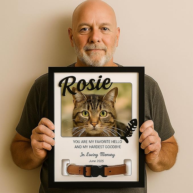 Nazenti Loss Of Dog Sympathy Gift, Personalized Cat Memorial Frame with Photo, Custom Pet Remembrance Keepsake for Grieving Pet Owners, Cat Loss Tribute Plaque, Dog Bereavement Gifts