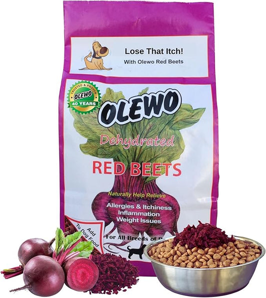 Olewo Original Red Beets Dog Food Topper – Natural Anti Itch, Immune, Cleansing, Skin & Coat Support, Dehydrated Whole Food Multivitamin, Fiber for Dogs, 1 lb