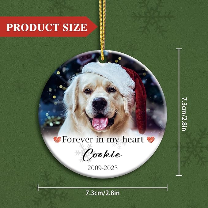 Bemaystar Personalized Dog Memorial Christmas Ornaments - Ceramic Pet Memorial Gifts Christmas Tree Ornaments in Memory of Pet Sympathy Gifts