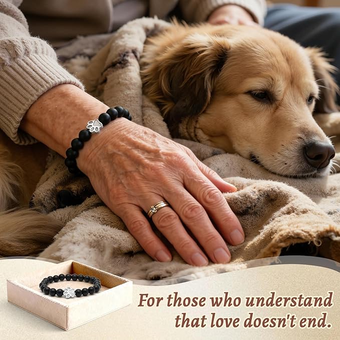 Dog Memorial Bracelet – Adjustable Pet Keepsake with Paw & Heart Charm, Sympathy & Remembrance Gift for Dog Loss, Cat & Pet Bereavement, Matte