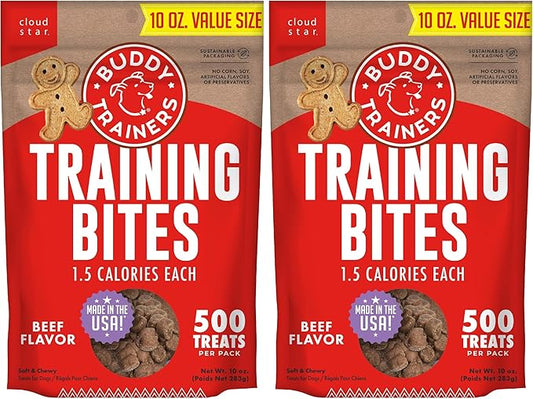 Buddy Biscuits Trainers Training Bites Soft & Chewy Dog Treats, Beef, 10 oz. Bag (Pack of 2)