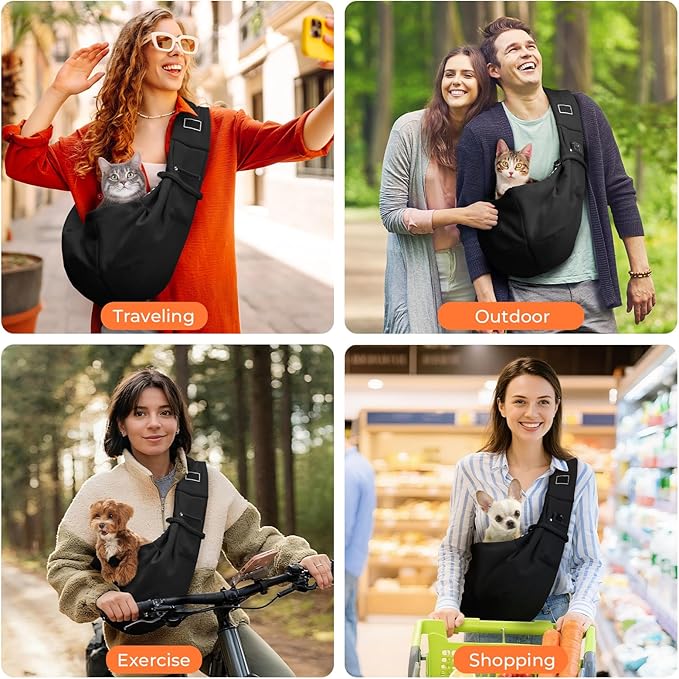 Hands-Free Dog Sling Carrier for Small Pets (5-15 lbs) - Adjustable Ergonomic Chest Carrier, Anti-Slip Design with Breathable Mesh - Reduce Back Pain & Pet Anxiety