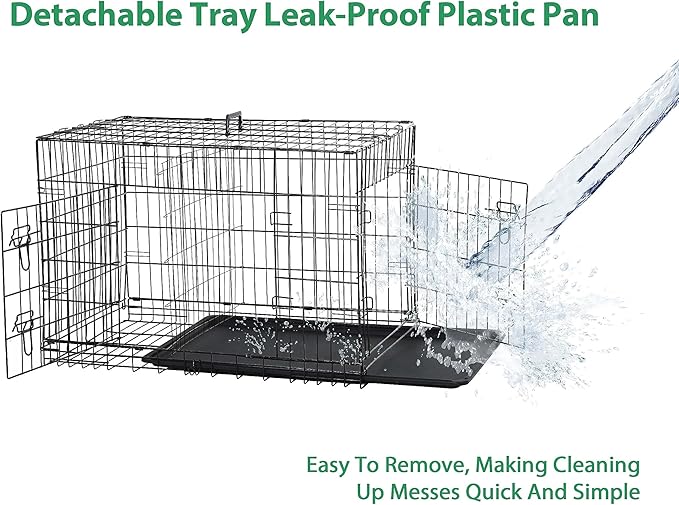 Small Dog Crate, 30 Inch, Collapsible, Foldable, Easy to Clean, Easy to Assemble, Safe and Secure Construction, Double Doors Design, Ideal for Travel, Multifunctional