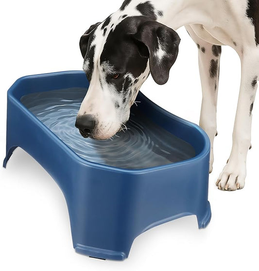 Neater Pet Brands Extra Large Water Bowl for Dogs, Outdoor Dog Water Bowl (2.25 Gallon XL Capacity), Big Trough Style Food Dish for Indoors or Outside, No Spill Large Dog Bowls, Dark Blue