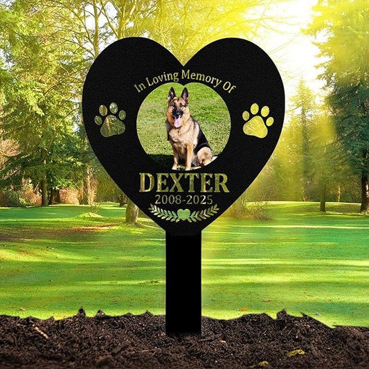 Custom Dog Grave Markers Outdoor, Personalized Pet Grave Marker Dog Memorial with Photo and Name, Outdoor Weatherproof Pet Cemetery Sign, Personalized Dog Memorial Gifts for Loss of Dog