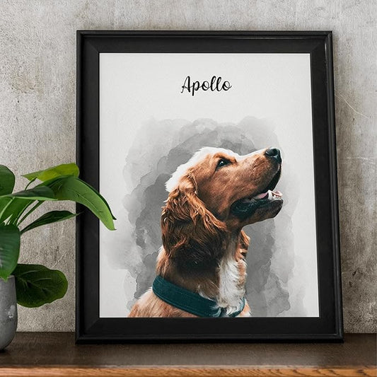 Pet Portrait from Your Photos - Dog Memorial Gifts for Loss of Dog, Personalized Gift for Her Birthday, Pet Memorial Gift for Dog, Gift for Women/Men, Cat & Dog Portrait, Classic Watercolor