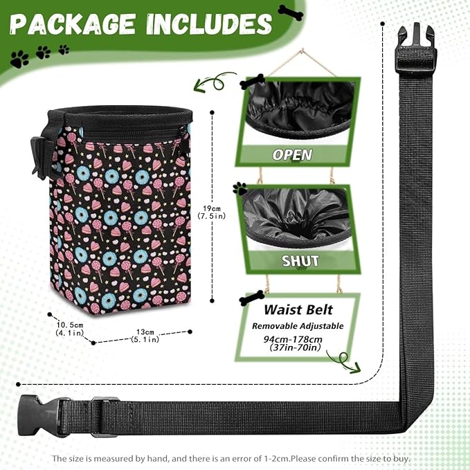 Horse Flowers Puppy Treat Bag 3 Ways to Wear, Dog Treat Pouch Closes Easy to Prevent Spills Pocket Sized Puppy Dog Training Treat Bag Perfect for Long Walks Or Training