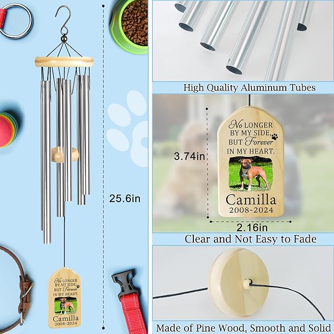 Dog Memorial Gifts for Loss of Dog, Pet Memorial Wind Chime, Pet Memorial Gifts, Pet Loss Gifts, Loss of Dog Sympathy Gift, Dog Remembrance Gift, in Memory of Dog Cat - Forever in Heart