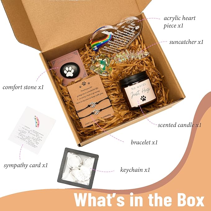 Dog Memorial Gifts for Loss of Dog, Pet Passing Away Bereavement Remembrance Gifts, Loss of Dog Sympathy Gift Baskets, Rainbow Bridge Memorial Decor, Loss of Pet Gift Box for Friends Family