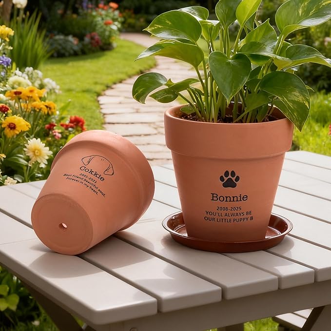 callie Personalized Dog Memorial Gifts Plant Pot, Custom Sympathy Gifts for Dog Loss, Pet Passing Away Clay Planter Pot