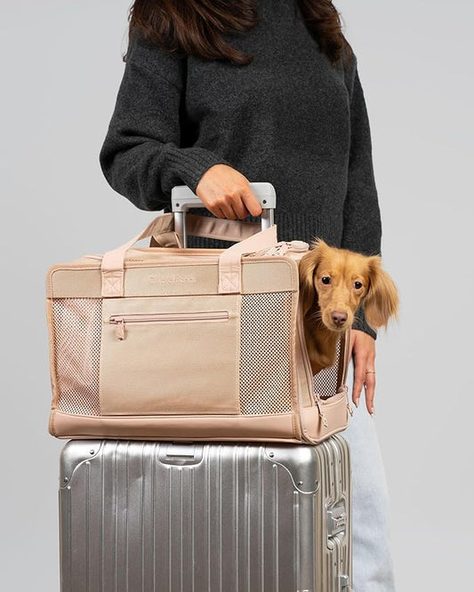 OSKAR&FRIENDS Airline-Approved Pet Carrier for Small Dogs & Cats (Up to 20 lbs) – Soft-Sided Travel Carrier with Luggage Strap, Cozy Sherpa Pad, Mesh Panels & Safety Tether