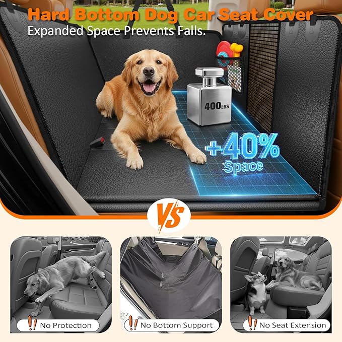 URPOWER Dog Car Seat Cover for Pets 100% Waterproof Seat Cover Hammock 600D Heavy Duty Scratch Proof Nonslip Durable Soft Back Seat Covers for Cars Trucks and SUVs