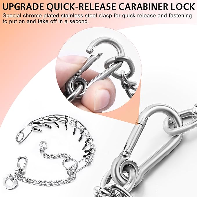 Stainless Steel Dog Training Collar, Quick Release Buckle, Adjustable Collar for Neck Girth 10.5"-13.5" Medium Dogs