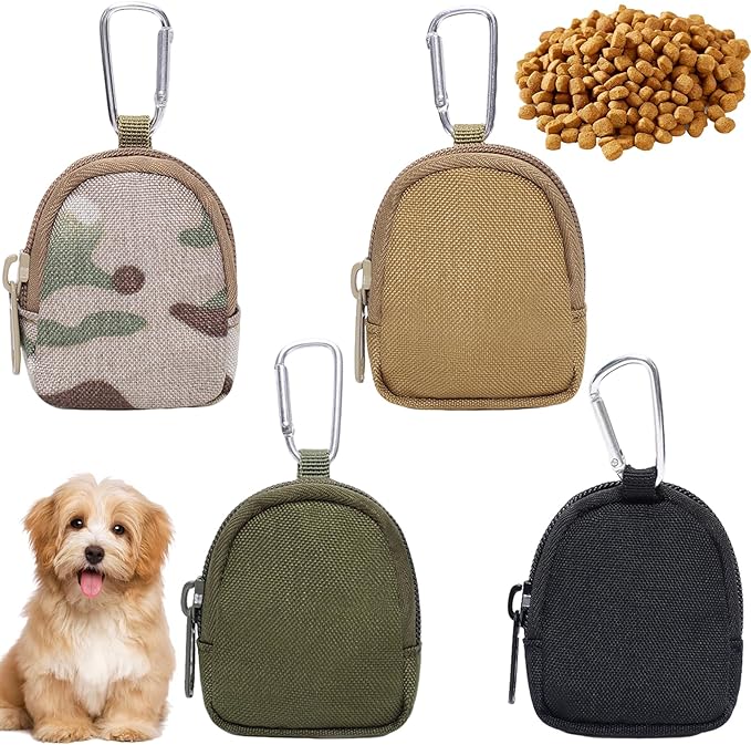 4 PCS Dog Treat Pouchs Portable Puppy Training Treat Pouch Dog Train Reward Pouch Hand Free Puppy Dogs Snack Bag with Carabiner Portable Pet Walking Bagfor Pet Puppy Travel Outdoor Use