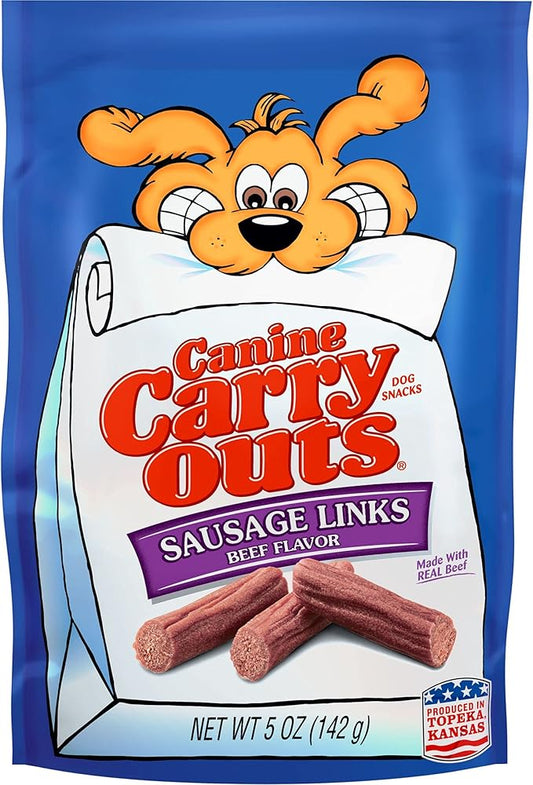 Canine Carry Outs Sausage Links Beef Flavor Dog Snacks, 5 Ounce Bag