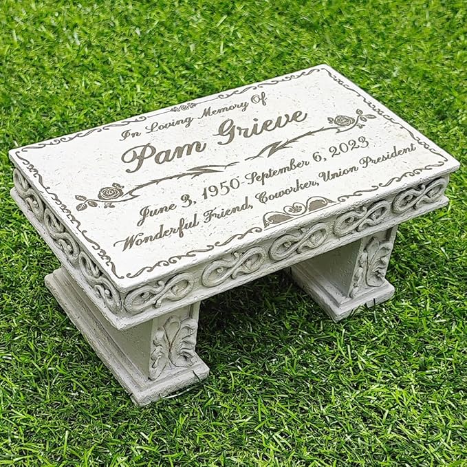 Personalized Bench Memorial Stones for Pet, Laser Engrave Pet Grave Markers Dog Headstone Cat Tombstone Outdoor Memorial Garden Stones Loss of Pet Memorial Sympathy Gifts