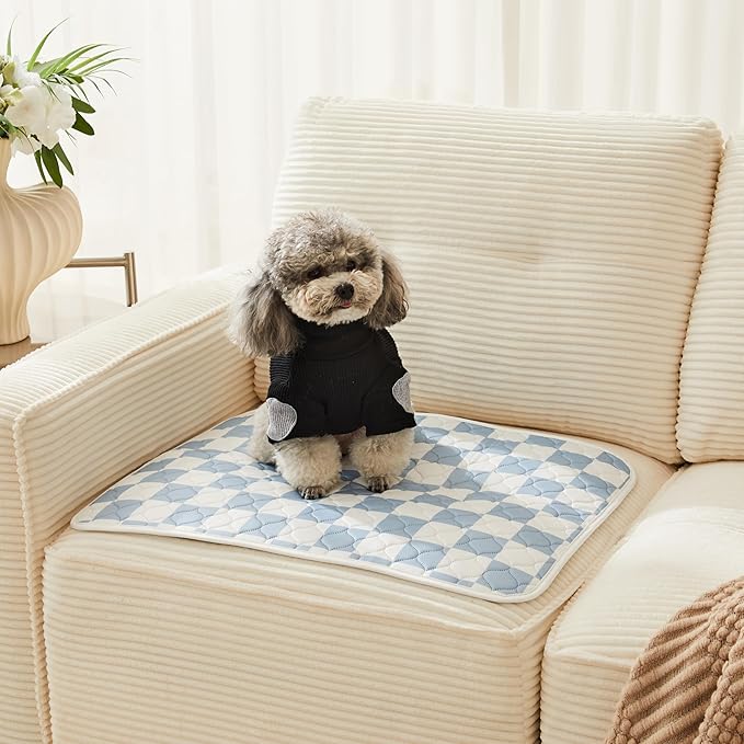 Ralxion 2 Pack Blue Checkered Washable Pee Pads for Dogs, Checkered Reusable Dog Pee Pads, for Puppy Playpen, Crate, Whelping Box, Potty Training, Cute Aesthetic Absorbency, Leak-Proof Non-Slip