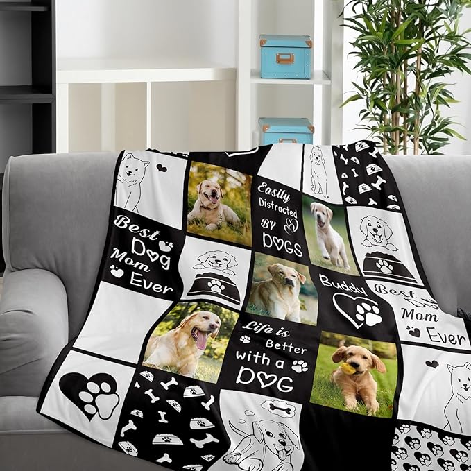 Personalized Pet Memorial Gifts, Custom Throw Blanket with Pet Photo & Name, Customized Pet Memorial Gifts for Loss of Dog Cat, Puppy Bereavement/Passing Away Gifts, Remembrance Gift for Dog Mom Dad