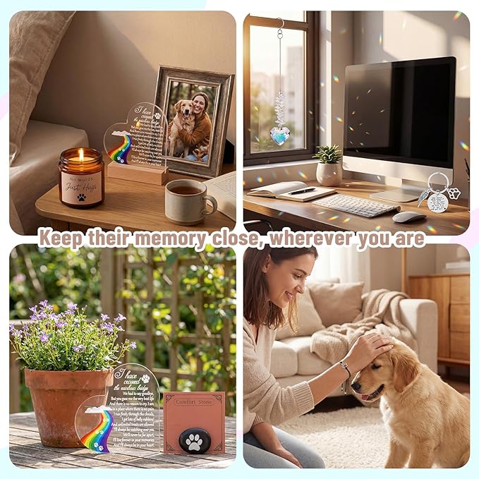 Dog Memorial Gifts for Loss of Dog, Pet Passing Away Bereavement Remembrance Gifts, Loss of Dog Sympathy Gift Baskets, Rainbow Bridge Memorial Decor, Loss of Pet Gift Box for Friends Family