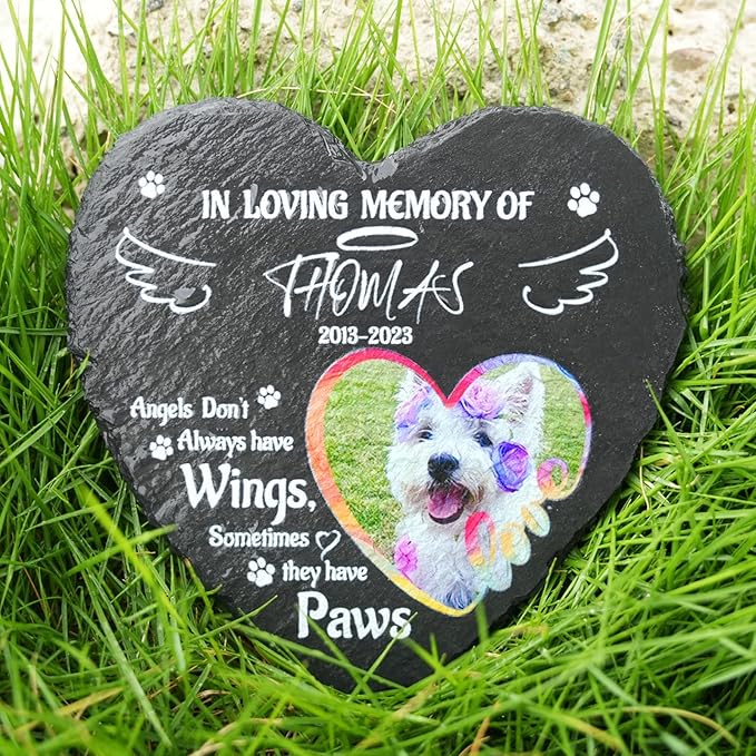 Dog Memorial Gifts for Loss of Dog, Personalized Dog Memorial Stone Plaque with Photo Name, Custom Dog Pet Grave Headstone, Loss of Dog Sympathy Gift for Dog Cat Lovers