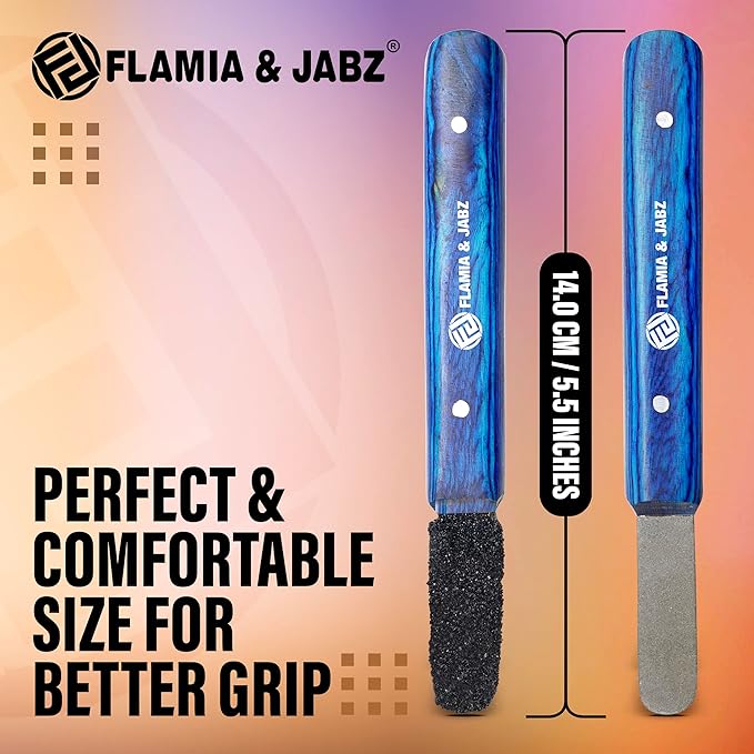 FLAMIA & JABZ Stripping Metal Stone Diamond Edged for Dogs, Cats & Pets with Wooden Grip (2 Piece Pack of Coarse & Fine)