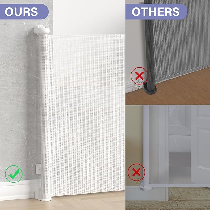 Retractable Baby Gates No Drilling, PRObebi Retractable Dog Gate for The House Extends to 54" Wide 33" Tall, Gates for Baby Indoor, Stair Gate for Outdoor, Staris, Hallways, Doorways, Deck, Porch