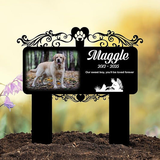 Custom Dog Grave Markers Outdoor | Personalized Pet Grave Markers Dog Memorial Headstone | Personalized Pet Graveyard for Pets Lovers | Best Memorial Gifts for Your Furry Friends Passed Away