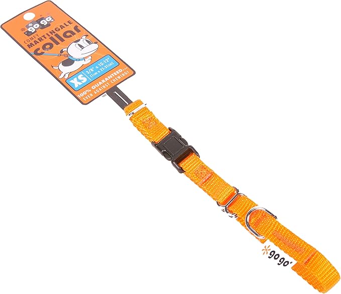 GOGO Pet Products 3/8-Inch Martingale Dog Collar, X-Small, Orange